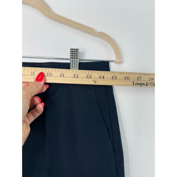 Brooks Brothers Red Fleece Linen Blend Pants Women 6 Navy Blue Straight Cropped - Picture 4 of 9